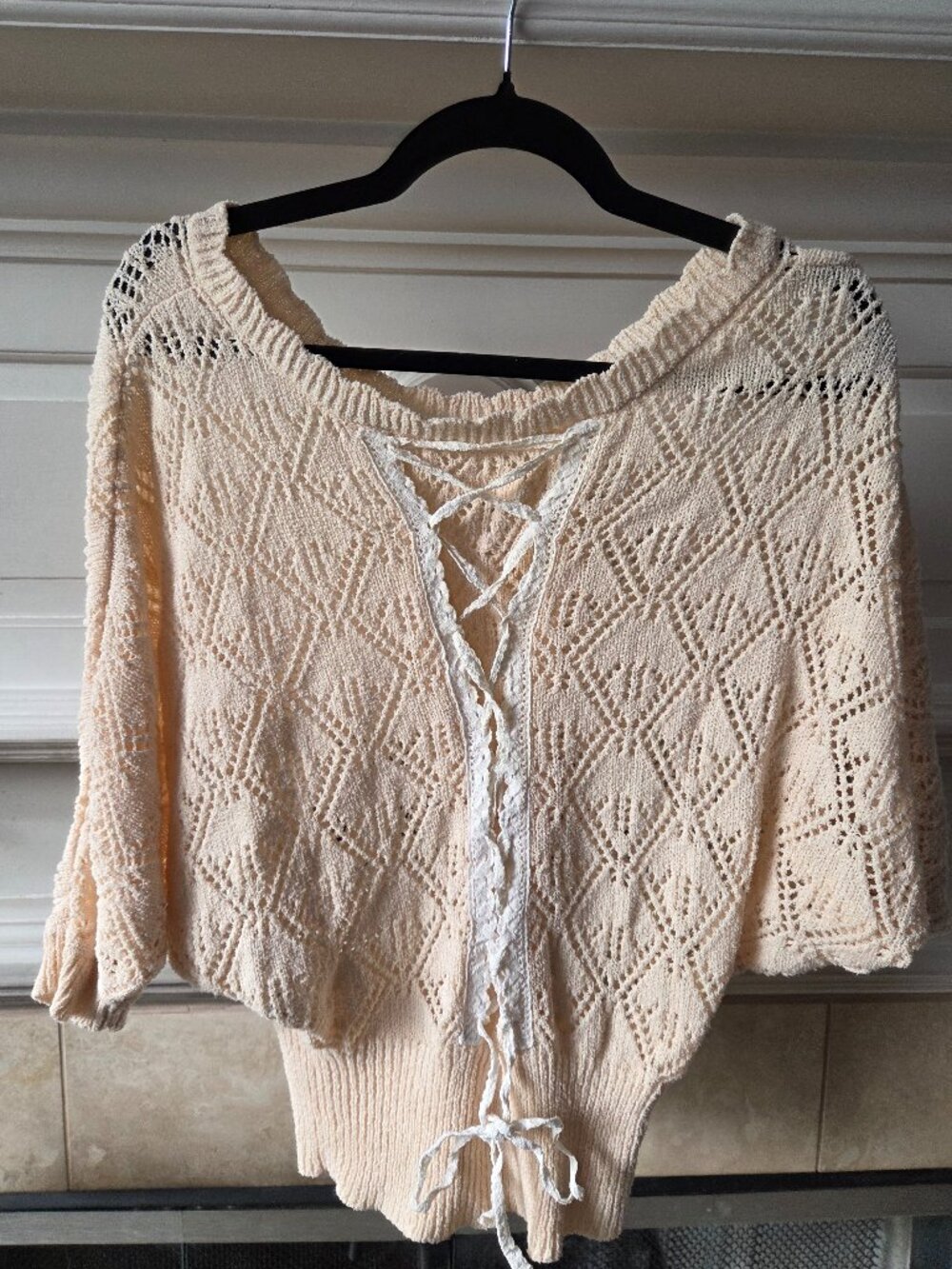 LIZ LISA Cream Open-Knit Cottagecore Sweater Top Size S - Picture 4 of 6